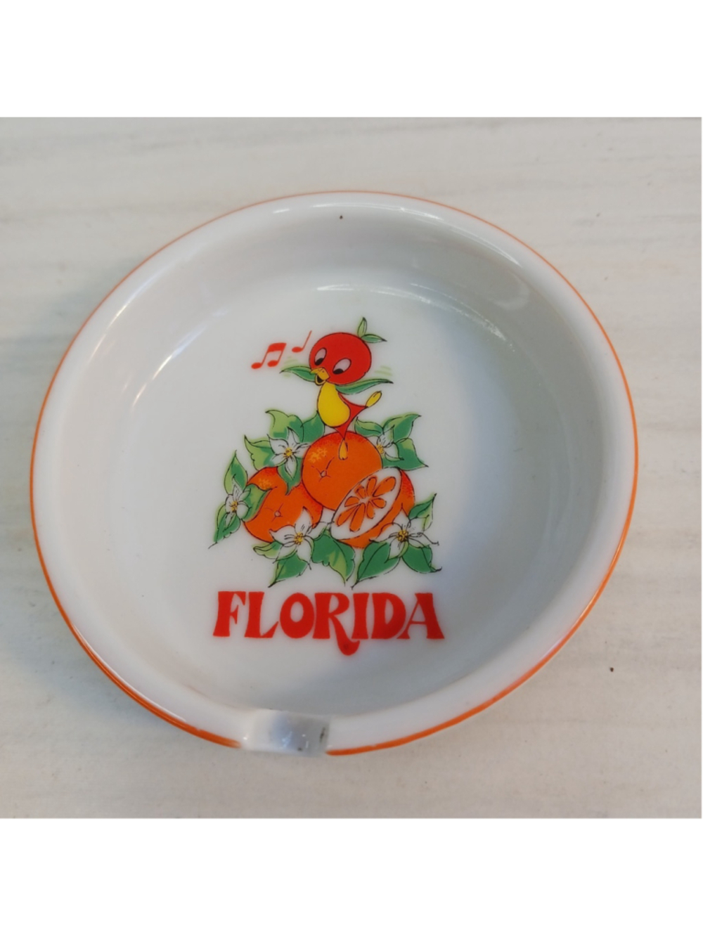 Rare Vintage 1970s Walt Disney Productions Orange Bird Florida Souvenir Ashtray
